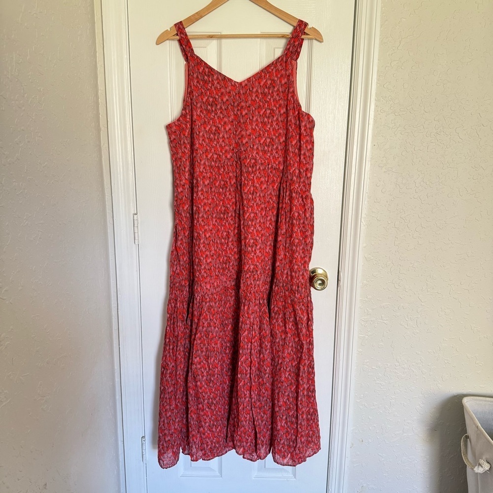 Joie Red Boho Cottagecore Flowy Maxi Dress Anthropologie Large - Picture 3 of 5